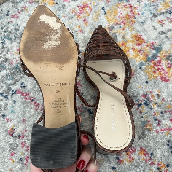 Marc Fisher Brown Strappy Heels - Picture 3 of 6